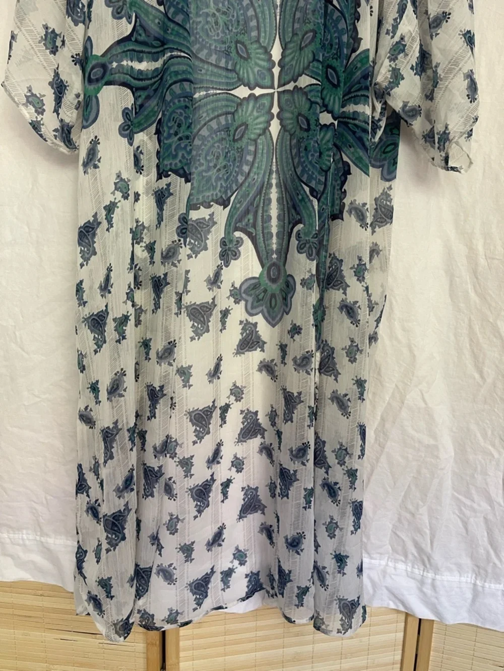 Dizzy Gal Sheer Paisley Kimono Boho Longline Duster Cardigan festival Size 1X